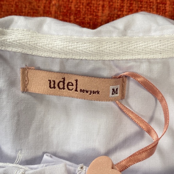 Udel New York Oversized Bib Ruffle Collar Button Up Down Shirt NWT - Picture 6 of 10